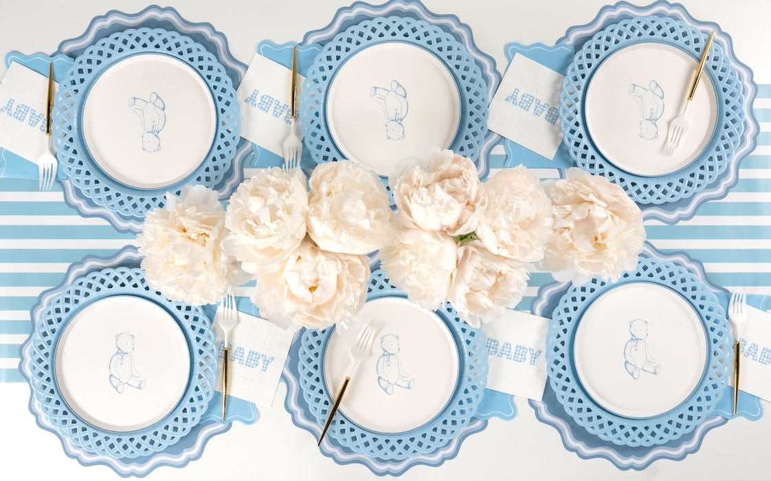 Light Blue Scallop Guest Towels