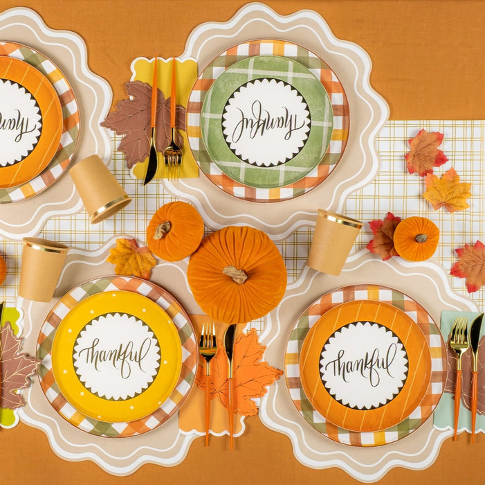 Gold Plaid Paper Table Runner