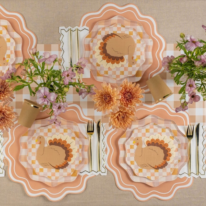Brown Gingham Paper Table Runner