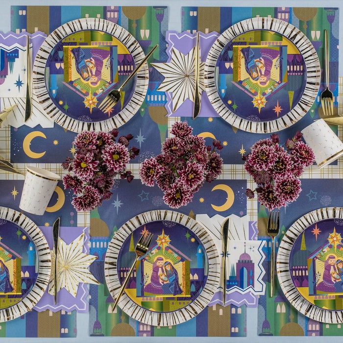 Gold Stripe Star Beverage Napkins