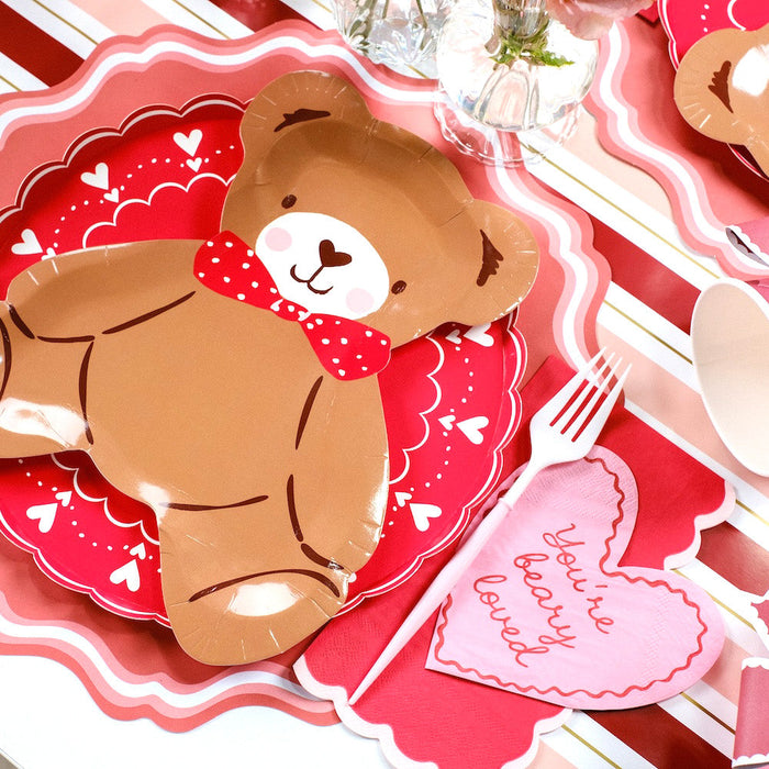 Occasions Beary Loved Heart Shaped Cocktail Napkins