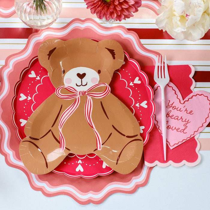 Occasions Beary Loved Heart Shaped Cocktail Napkins