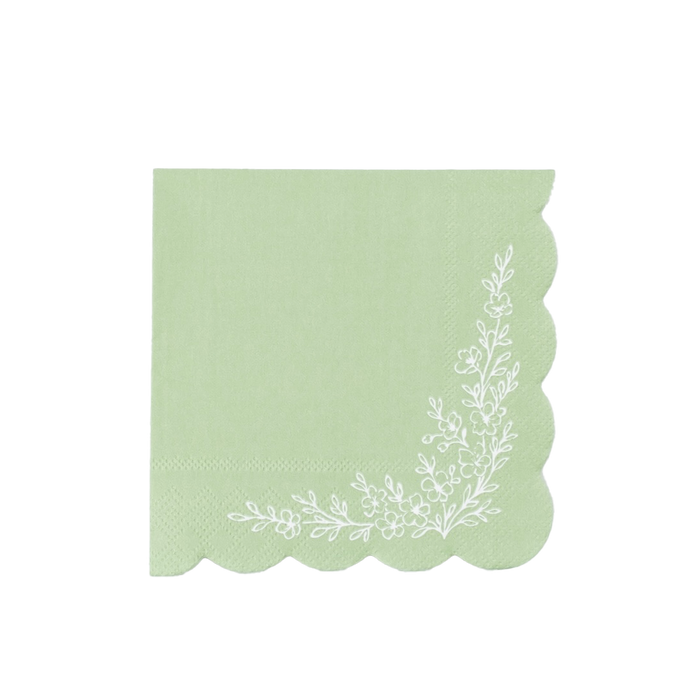Floral Elegance Sage Beverage Napkins