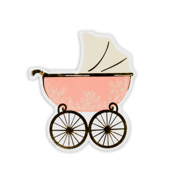 Pink Baby Carriage Beverage Napkins