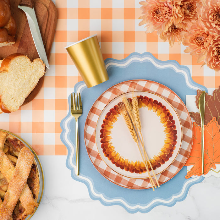 Dusty Blue Fancy Scallop Paper Placemats