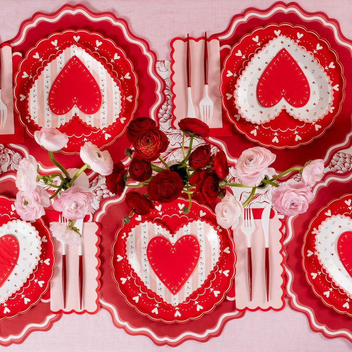 Vintage Rose Heart Plates
