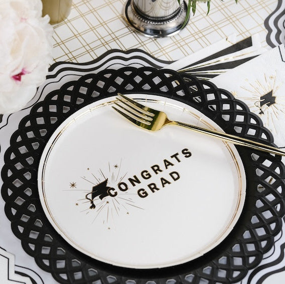 Black Basketweave Dinner Paper Plates