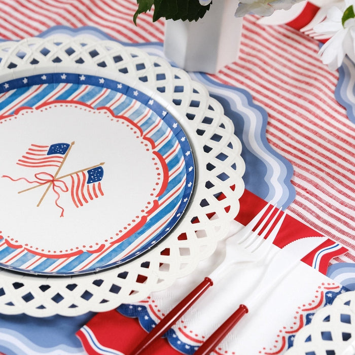 White Basketweave Dinner Paper Plates