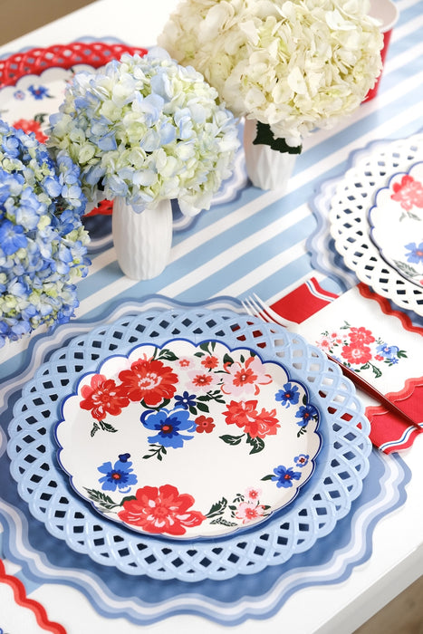 Dusty Blue Fancy Scallop Paper Placemats