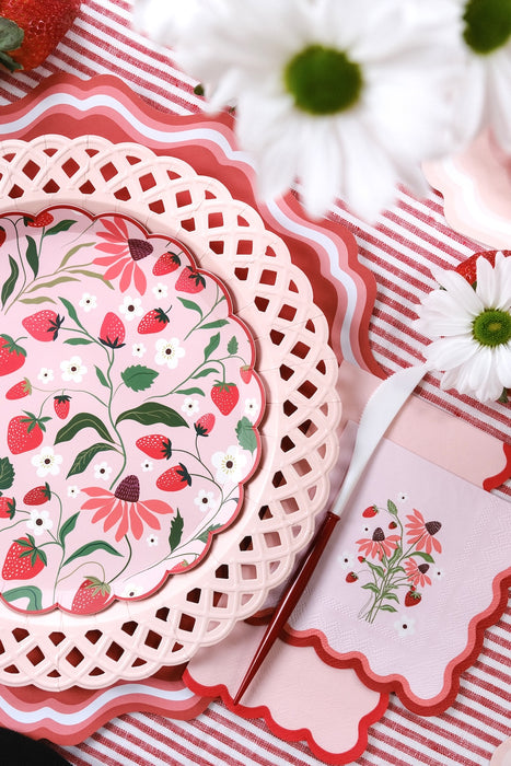 Pink Basketweave Dinner Paper Plates