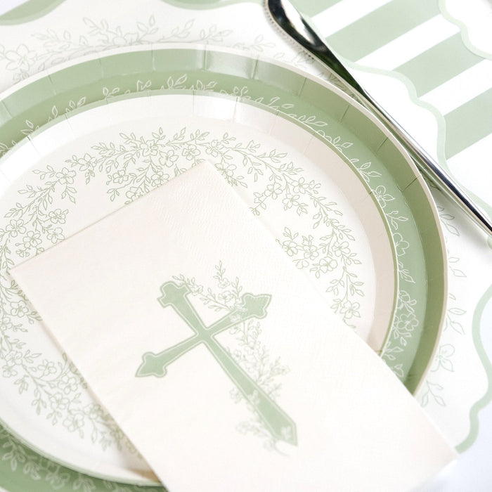 Sage Cross Floral Elegance Guest Towels