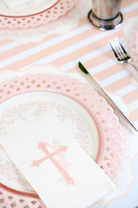 Pink Cross Floral Elegance Guest Towels