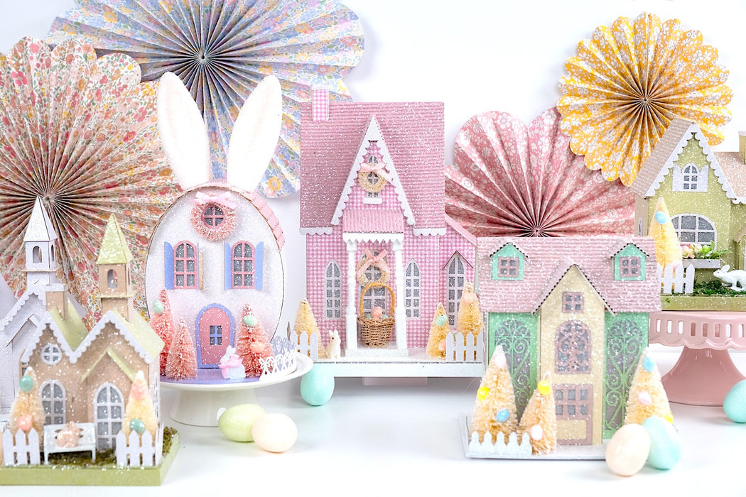 Lighted Spring Pink Tudor House