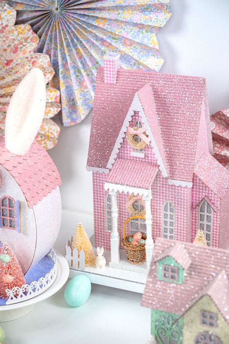 Lighted Spring Pink Tudor House