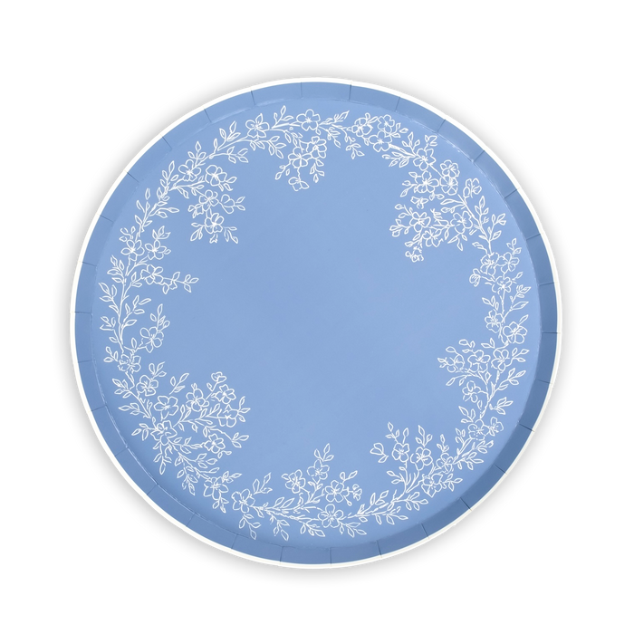 Floral Elegance Blue Dinner Plates