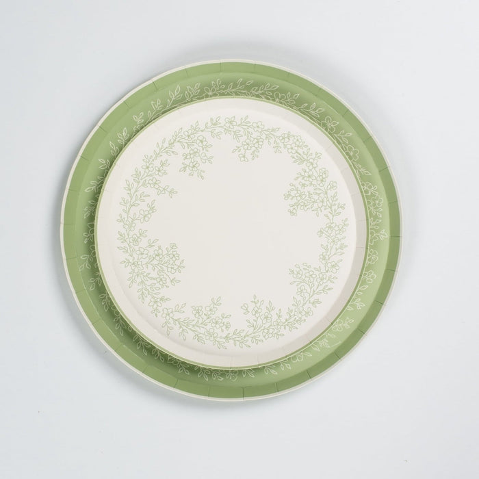 Floral Elegance Sage Dinner Plates