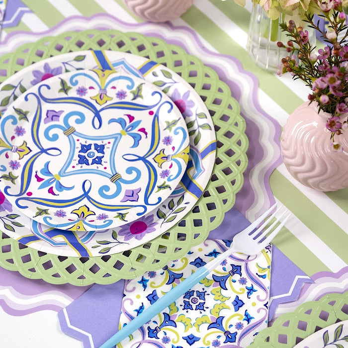 Sage Basketweave Dinner Paper Plates