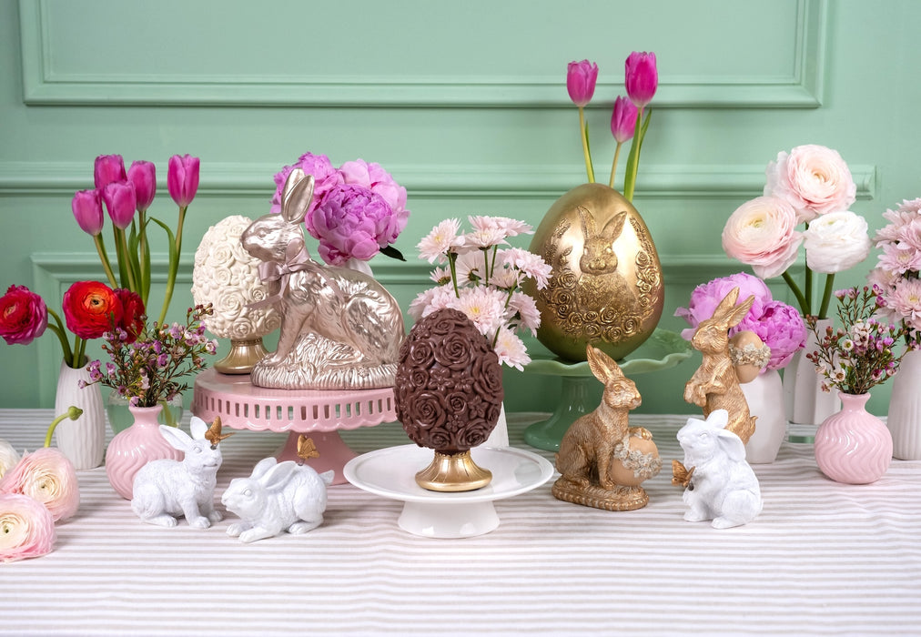 Resin Gold Easter Bunny with Bow