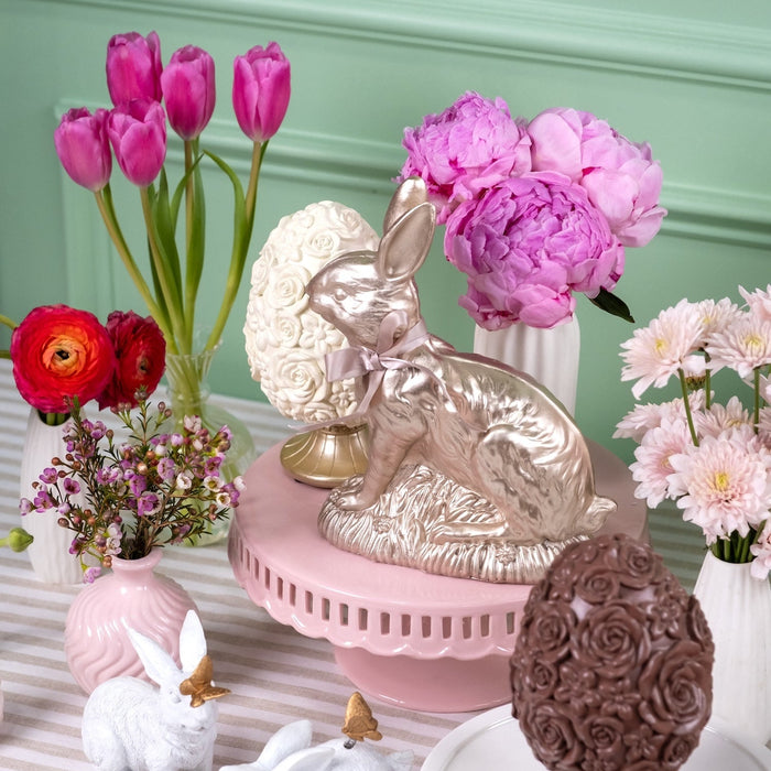 Resin Gold Easter Bunny with Bow
