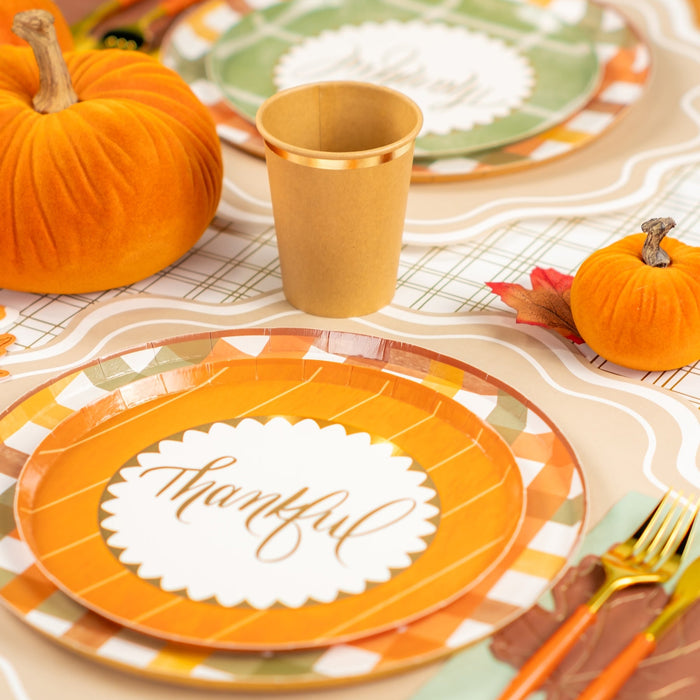 Gold Plaid Paper Table Runner