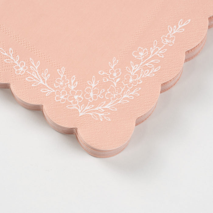 Floral Elegance Pink Beverage Napkins