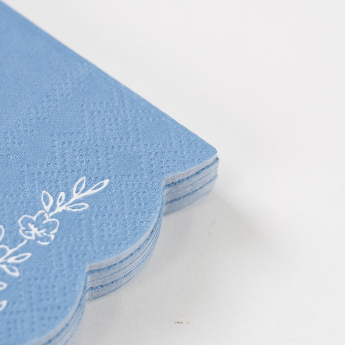 Floral Elegance Blue Beverage Napkins
