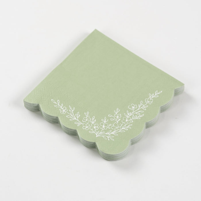 Floral Elegance Sage Beverage Napkins