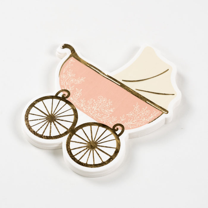 Pink Baby Carriage Beverage Napkins