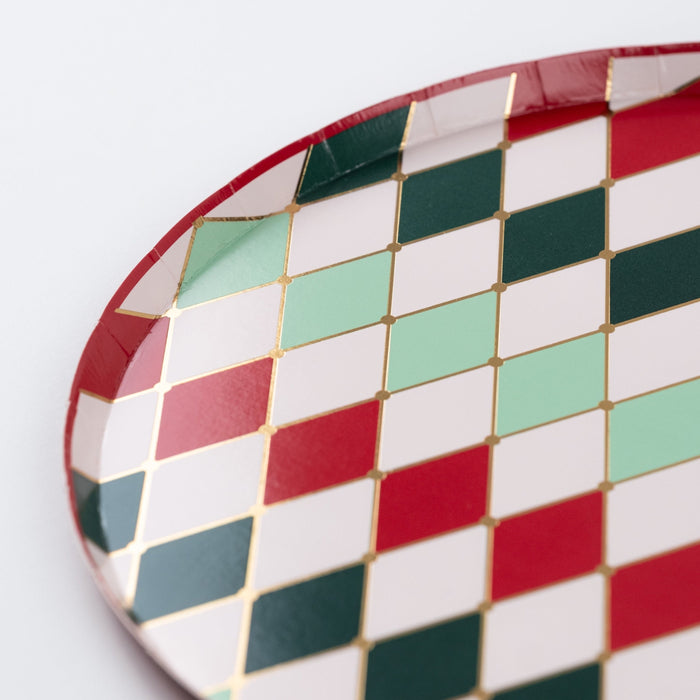 Multicolor Holiday Diamond Dinner Plates