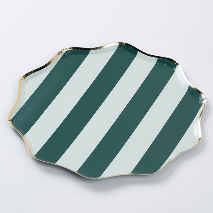 Green Holiday Stripes Dinner Plates