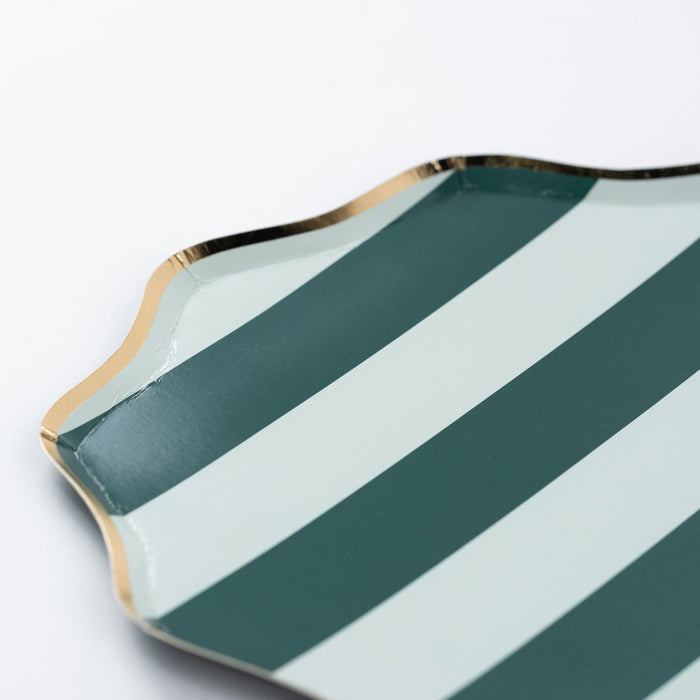 Green Holiday Stripes Dinner Plates
