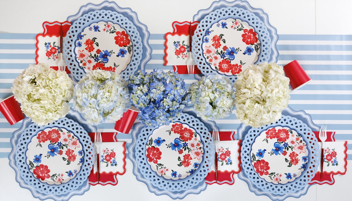Dusty Blue Fancy Scallop Paper Placemats
