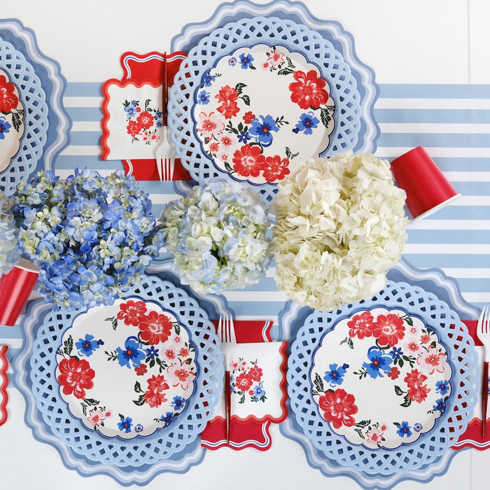 Light Blue Basketweave Dinner Paper Plates