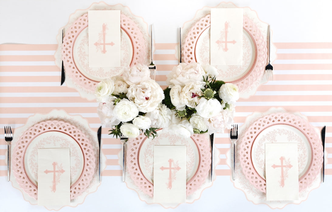 Pink Basketweave Dinner Paper Plates