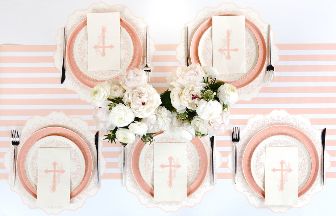 Pink Cross Floral Elegance Guest Towels
