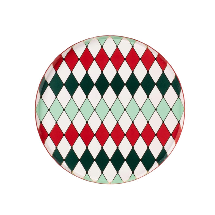Multicolor Holiday Diamond Dinner Plates