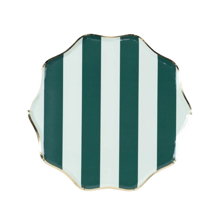 Green Holiday Stripes Dinner Plates