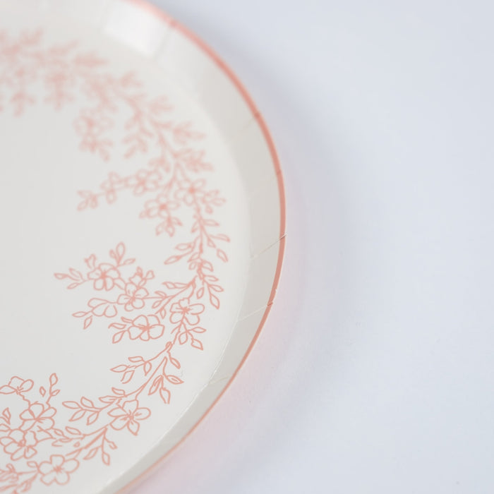 Floral Elegance Pink Dessert Plates