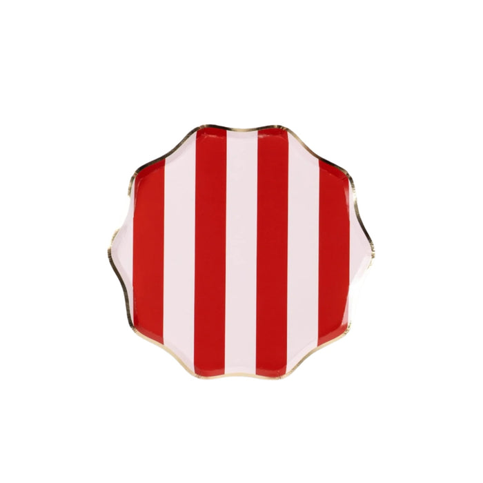 Red Holiday Stripes Dessert Plates