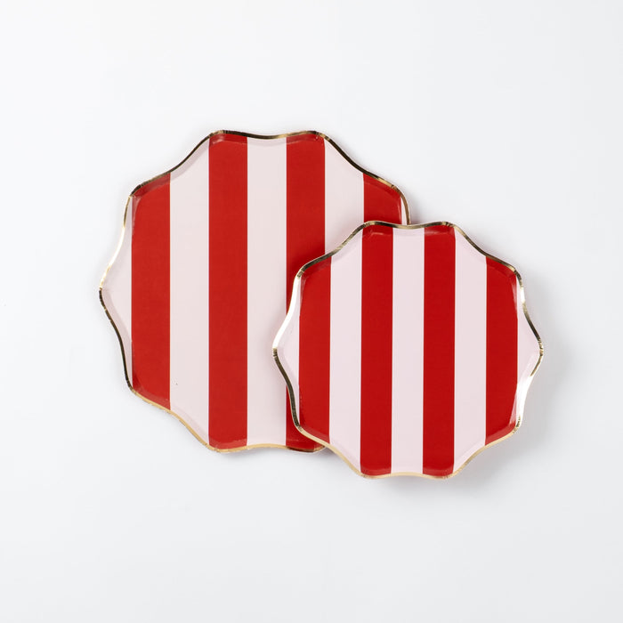 Red Holiday Stripes Dessert Plates