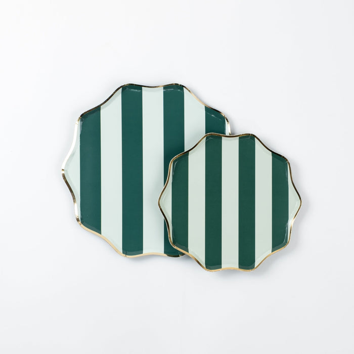 Green Holiday Stripes Dinner Plates