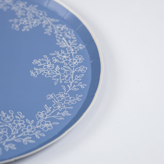 Floral Elegance Blue Dinner Plates