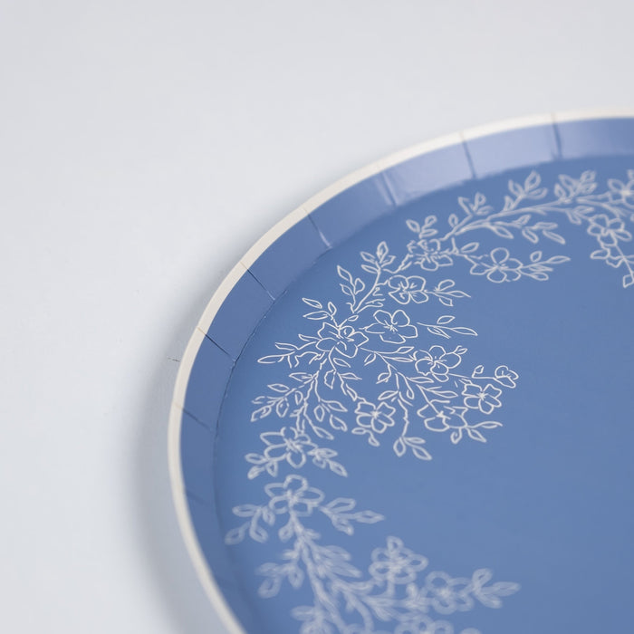 Floral Elegance Blue Dinner Plates
