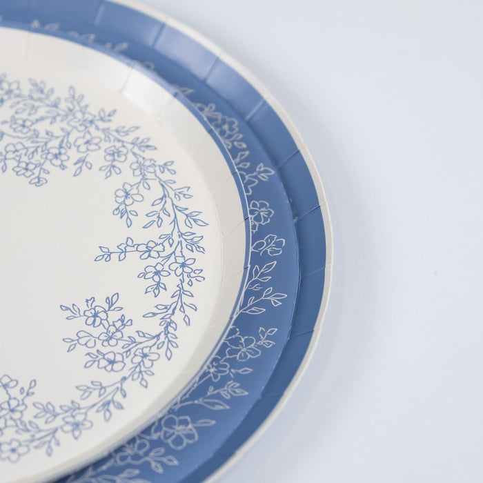 Floral Elegance Blue Dinner Plates