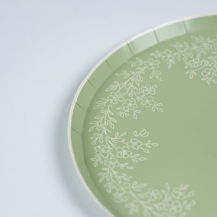 Floral Elegance Sage Dinner Plates
