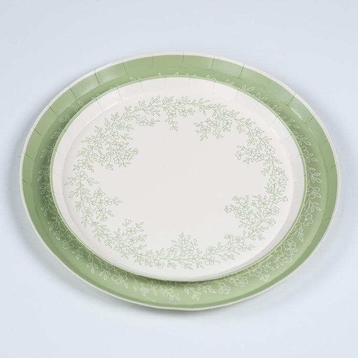 Floral Elegance Sage Dinner Plates