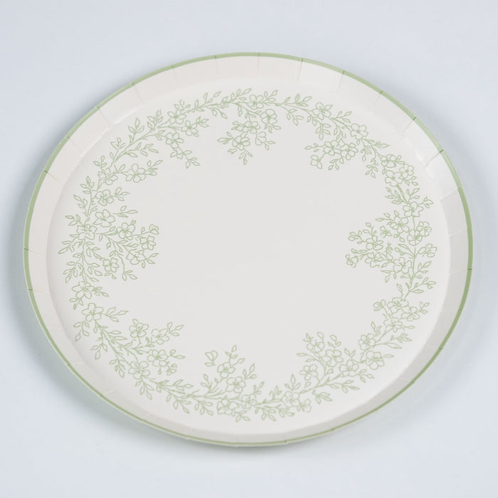 Floral Elegance Sage Dessert Plates