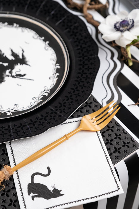 Elegant Halloween Cat Cocktail Napkins