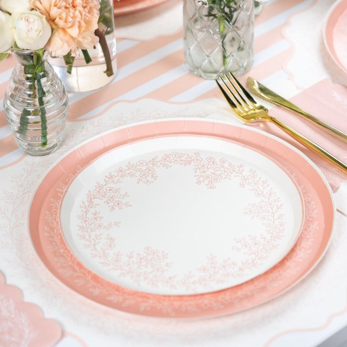 Floral Elegance Pink Dessert Plates