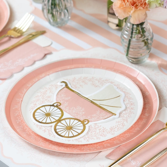 Pink Baby Carriage Beverage Napkins